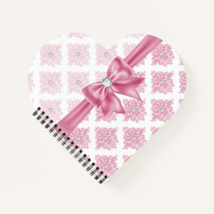 Eelegant Glam Pink Bow Diamonds Damask  Notebook
