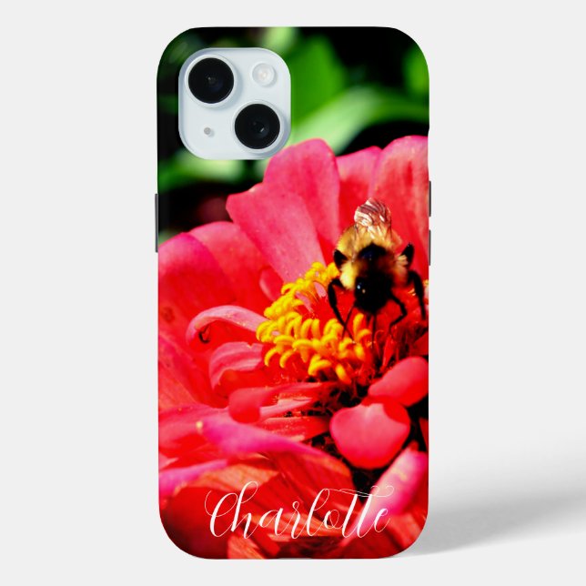 Eelgant red floral photo bumblebee Case-Mate iPhone case (Back)