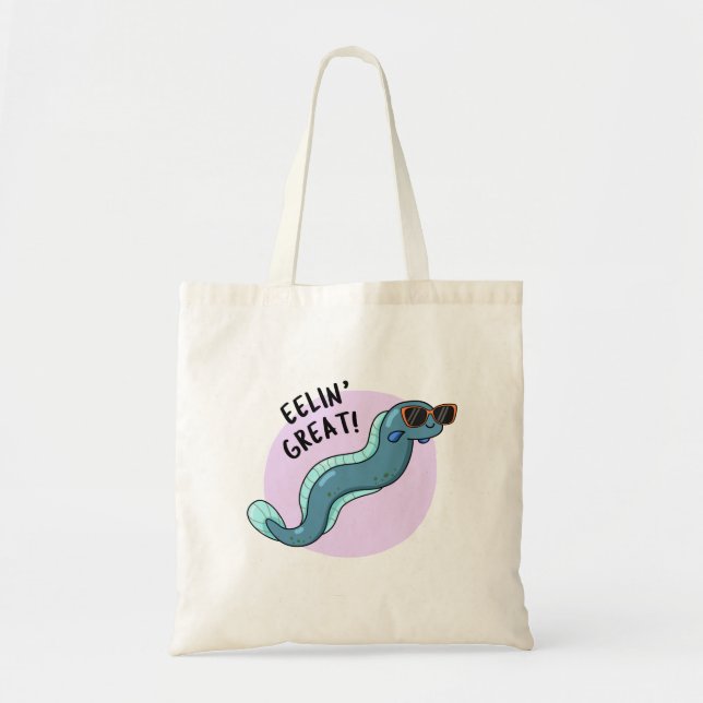 Eelin Great Cute Slippery Eel Pun Tote Bag (Front)