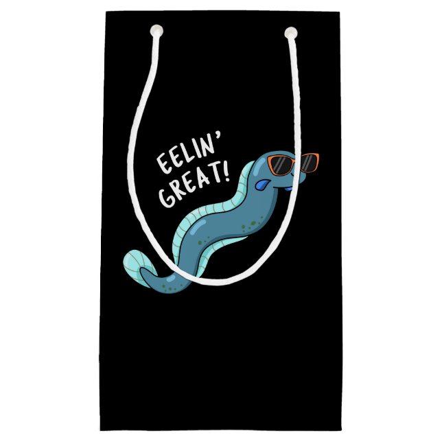 Eelin Great Funny Slippery Eel Pun Dark BG Small Gift Bag (Front)