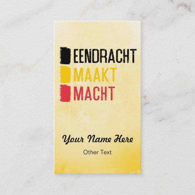 Eendracht Maakt Macht Belgian Motto Business Cards (Front)