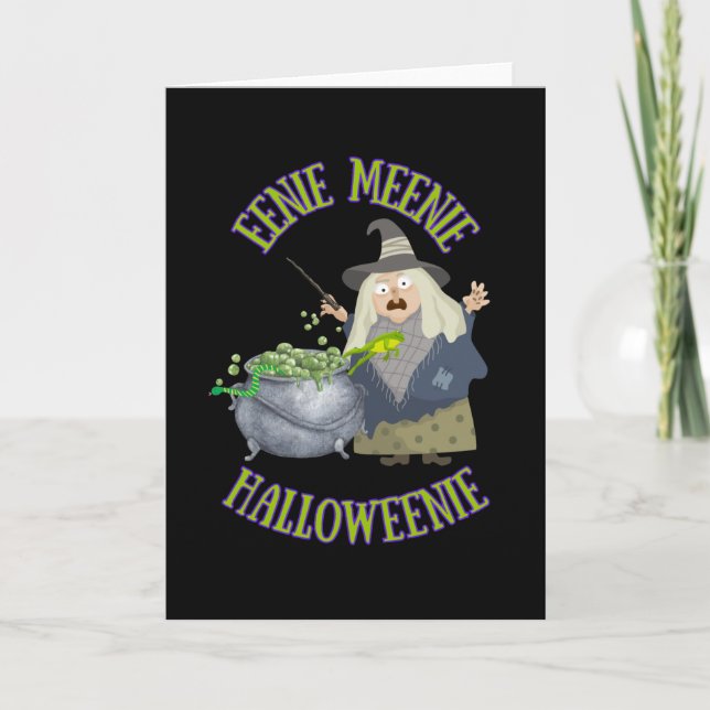 Eenie Meenie Halloweenie Greeting Card,Spooky Cute Card (Front)