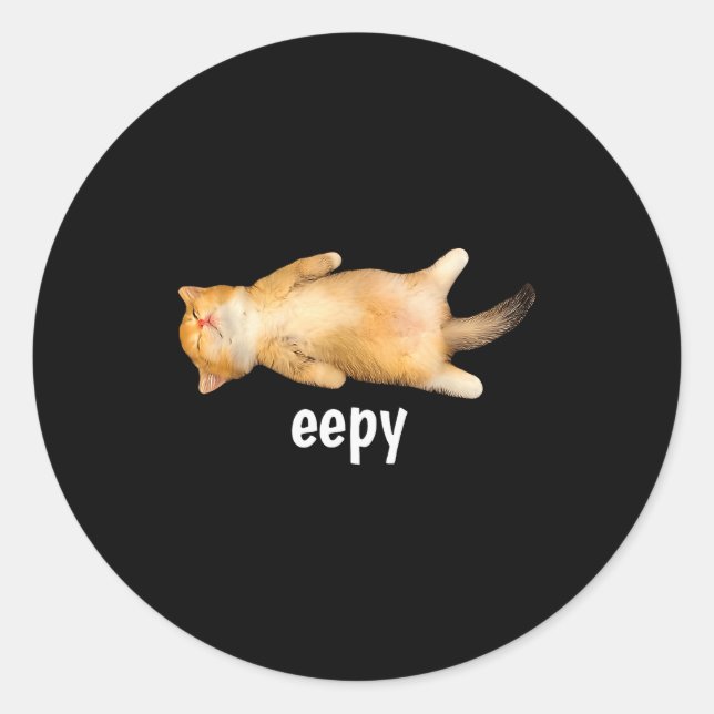 Eepy Cat Meme Funny Sleepy Cat Viral Gen Z Sarcast Classic Round Sticker (Front)