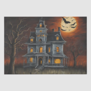 Eerie Abode: Haunted House Painting Decoupage Tissue Paper