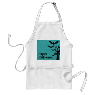 Eerie Bats Halloween Apron, Aqua Standard Apron