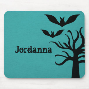 Eerie Bats Halloween Mousepad, Aqua Mouse Mat