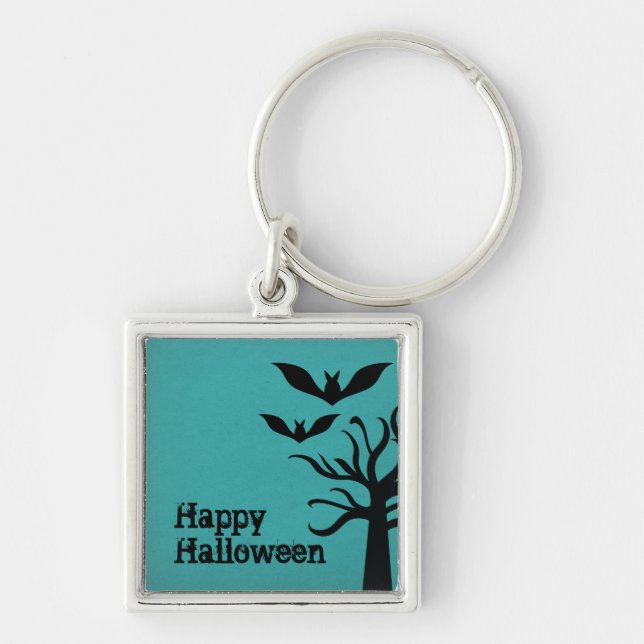 Eerie Bats Premium Keychain, Aqua Key Ring (Front)