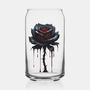 Eerie black rose can glass