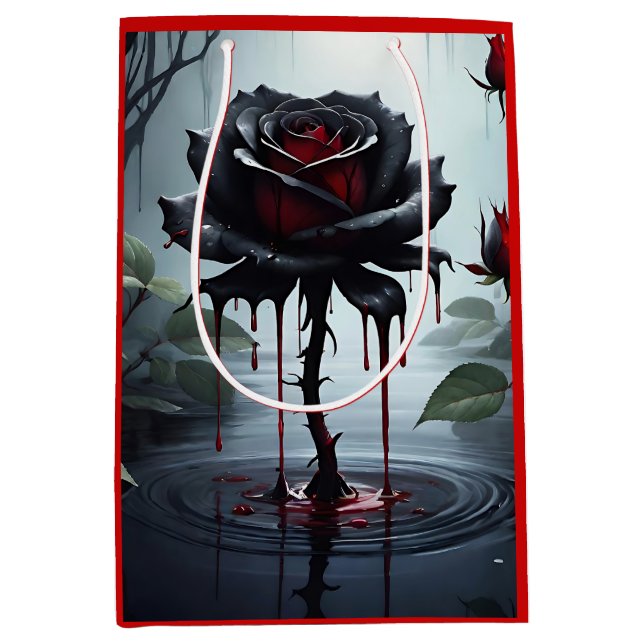 Eerie black rose red  medium gift bag (Front)