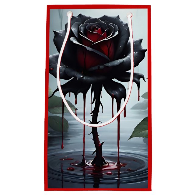 Eerie black rose red  small gift bag (Front)