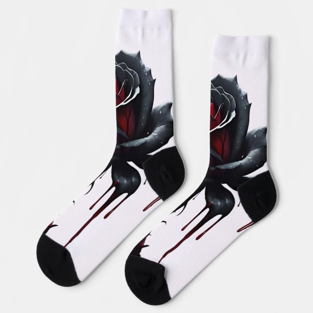 Eerie black rose white socks (Left)