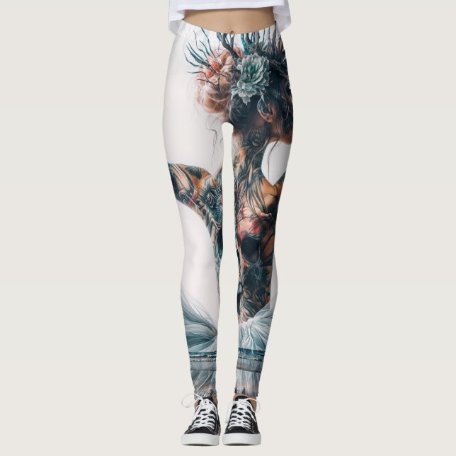 Eerie Elegance Ballerina with Skull Leggings (Front)