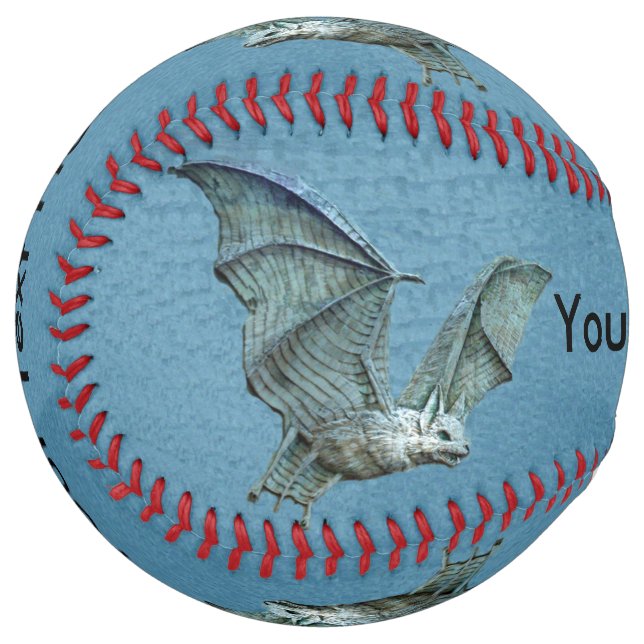 Eerie Flying Three Dimensional Looking blue Bats Softball (Front Left)