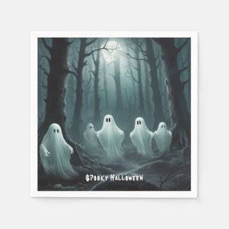 Eerie Ghosts Floating Through a Haunted Forest Napkin