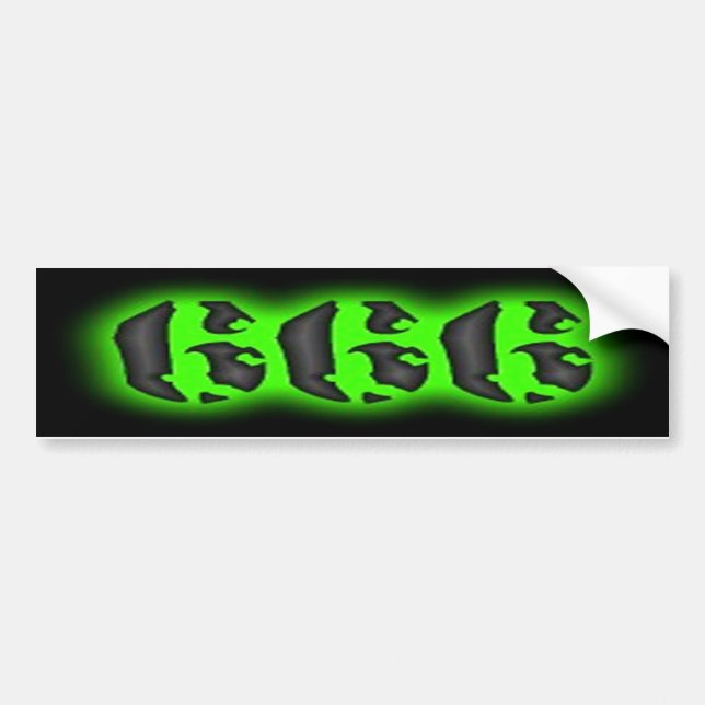 Eerie Glowing Green 666 Bumper Sticker (Front)