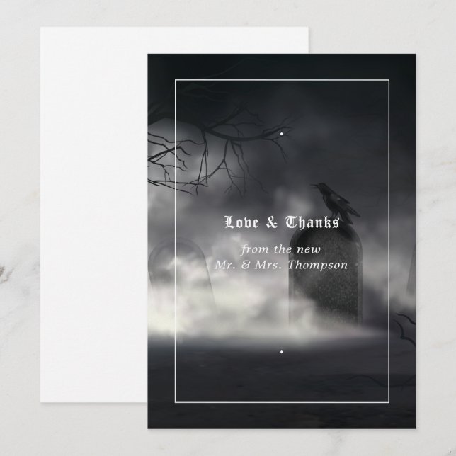 Eerie Gothic Wedding Thank You Card (Front/Back)