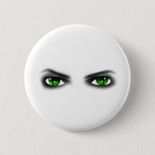 Eerie Green Eyes 6 Cm Round Badge (Front)