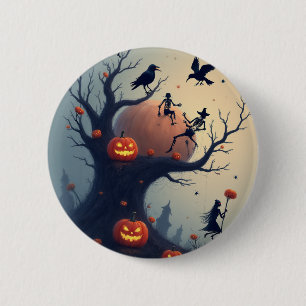 Eerie Halloween Tree 6 Cm Round Badge