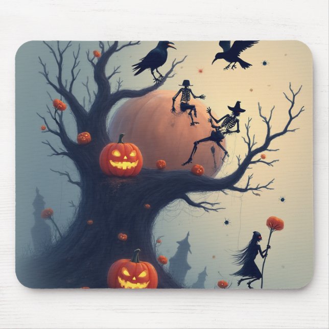 Eerie Halloween Tree Mouse Mat (Front)