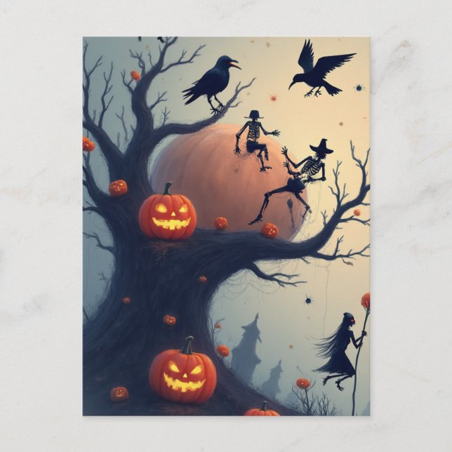 Eerie Halloween Tree Postcard (Front)