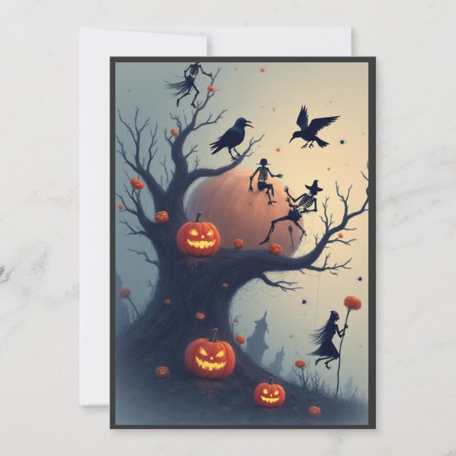 Eerie Halloween Tree Thank You Card (Front)