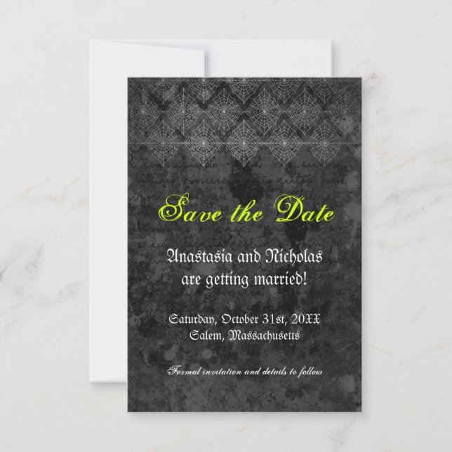 Eerie Halloween Wedding Save the Date Card (Front)