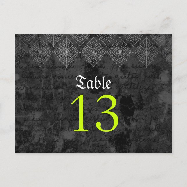 Eerie Halloween Wedding Table Number Card (Front)