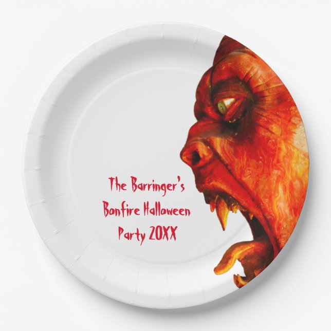 Eerie Horror Monster Halloween Party Paper Plate (Front)