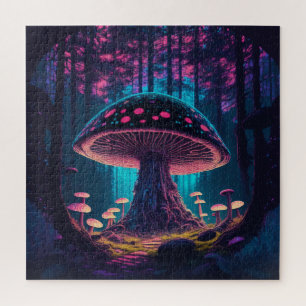 Eerie Magical Giant Toadstool in forest Jigsaw Puzzle