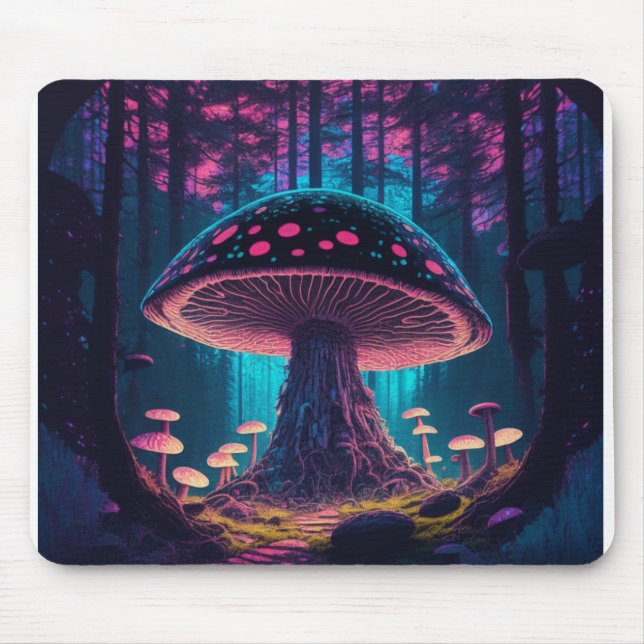 Eerie Magical Giant Toadstool in forest Mouse Mat (Front)