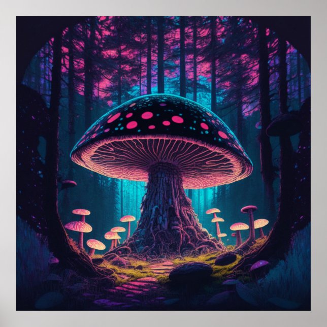 Eerie Magical Giant Toadstool in forest Poster (Front)