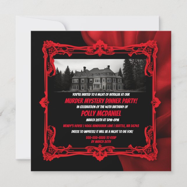 Eerie Mansion Murder Mystery Party Invitation (Front)