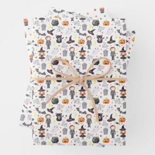 Eerie Night Spooky Halloween Pattern Wrapping Paper Sheet