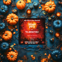 Eerie Red Halloween Party - Glowing Moon & Jacks