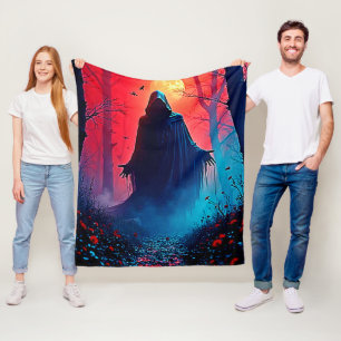Eerie Shadow in Crimson Woods Design Fleece Blanket