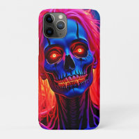 Eerie Skeleton with Pink Hair Design