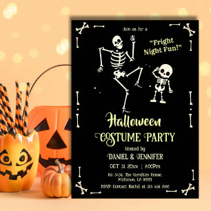 Eerie spooky skull skeletal fright night Halloween Invitation