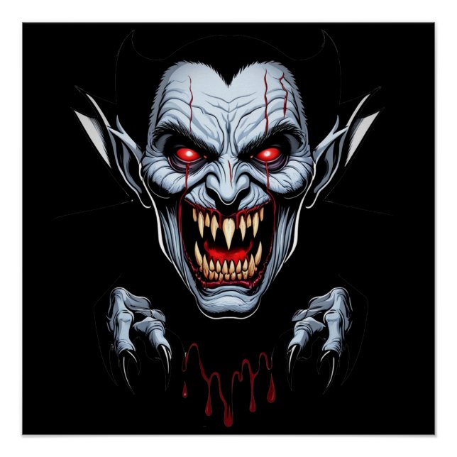 Eerie Vampire Face Glossy Poster (Front)