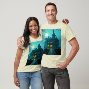 Eerie Victorian Mansion Moonlight T-Shirt