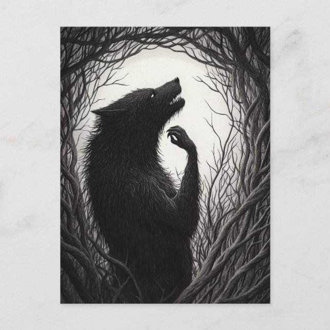 Eerie Werewolf Postcard (Front)