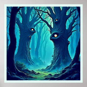 Eerie Woodland Eyes Poster