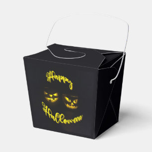 Eerie yellow print pumpkin with Happy Halloween  Favour Box