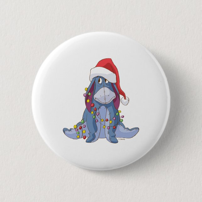 Eeyore Santa Claus  6 Cm Round Badge (Front)