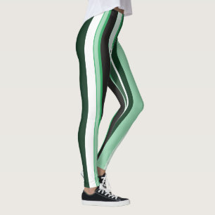 Effective Green Contemporary Vertical Stripes Leggings