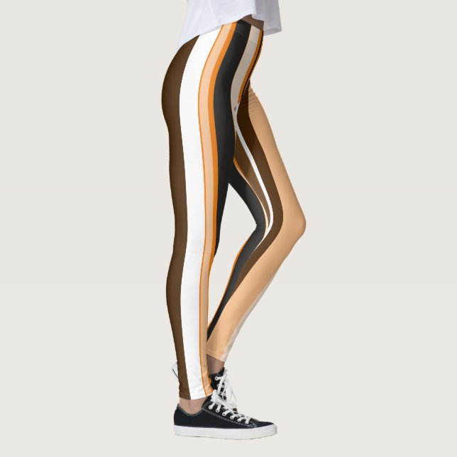 Effective Orange Contemporary Vertical Stripes Leggings (Right)
