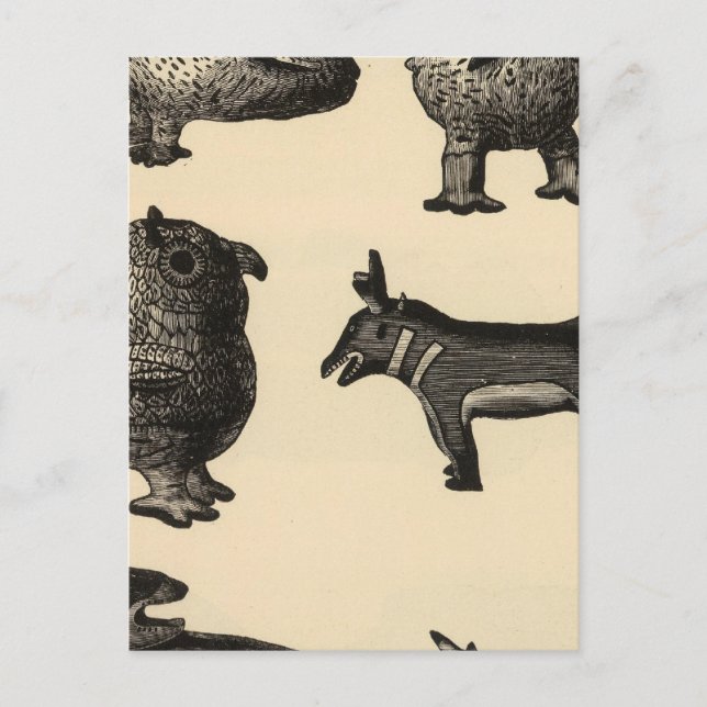 Effigy pottery from Zuni Postcard (Front)