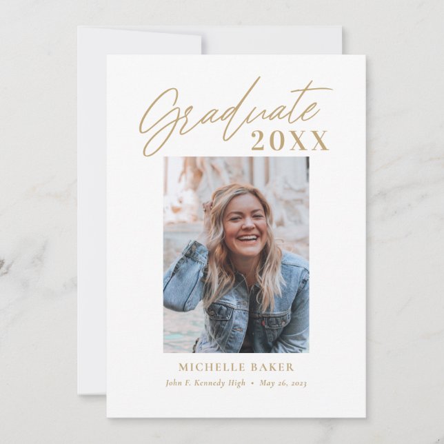 Effortless Charm Editable Colour Graduation Invita Invitation (Front)