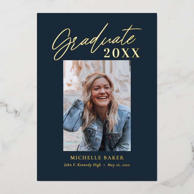 Effortless Charm Foil Graduation Announcement (Front)