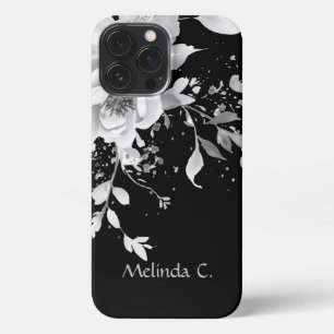 Effortless Elegance Black & White Floral iPhone 13 Pro Max Case