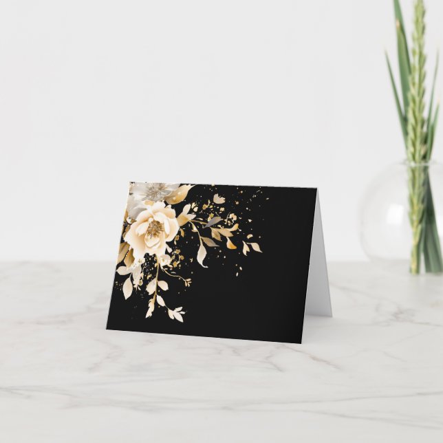Effortless Elegance Floral Blank Note Card (Front)